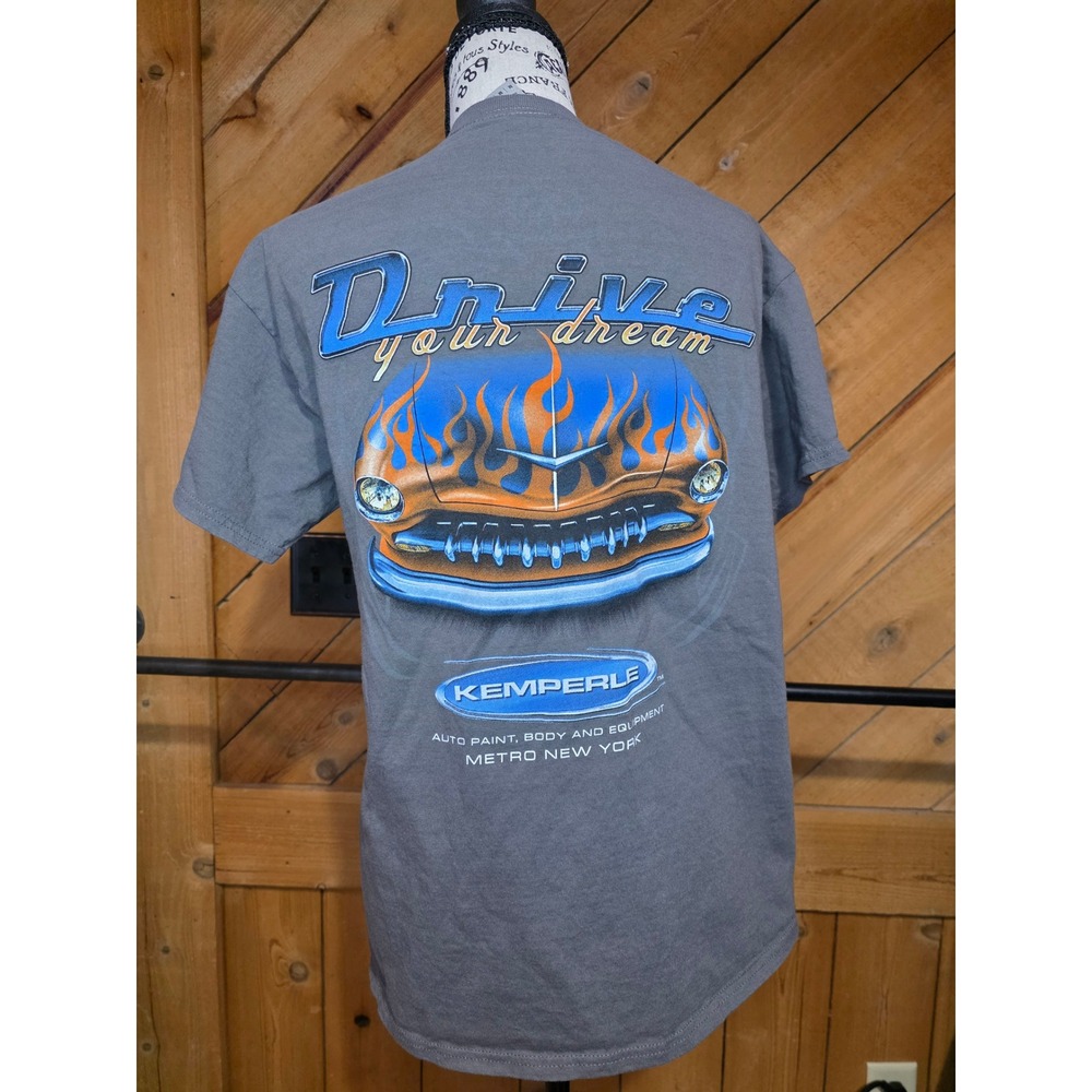 Gildan Kemperle Auto Paint Drive Your Dream Flame Graphic Shirt Mens Medium Gray - Picture 3 of 3